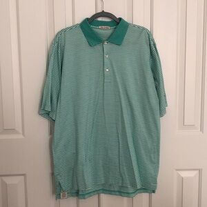 Green and White Striped Peter Millar Golf Shirt